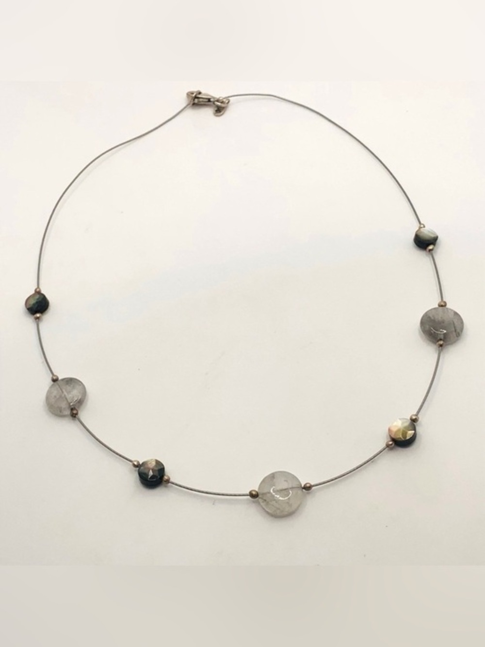 Silpada Sterling Silver Wire Quartz and Black Abalone Choker Necklace